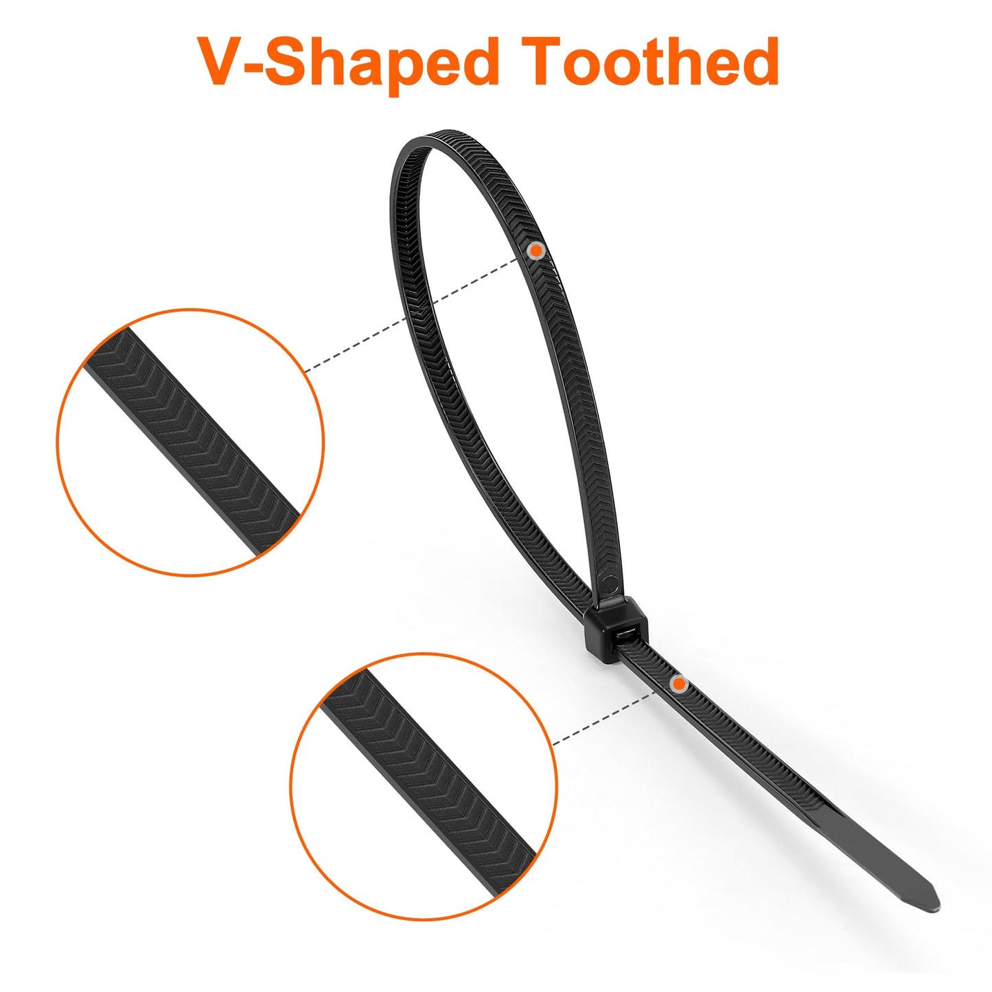 Zip Ties Assorted Size,8+12+14 Inch V-Shaped Toothed Double Sided Toothed,100 LBS Tensile Strength Heavy Duty Cable Wire Ties More Durable Nylon Tie