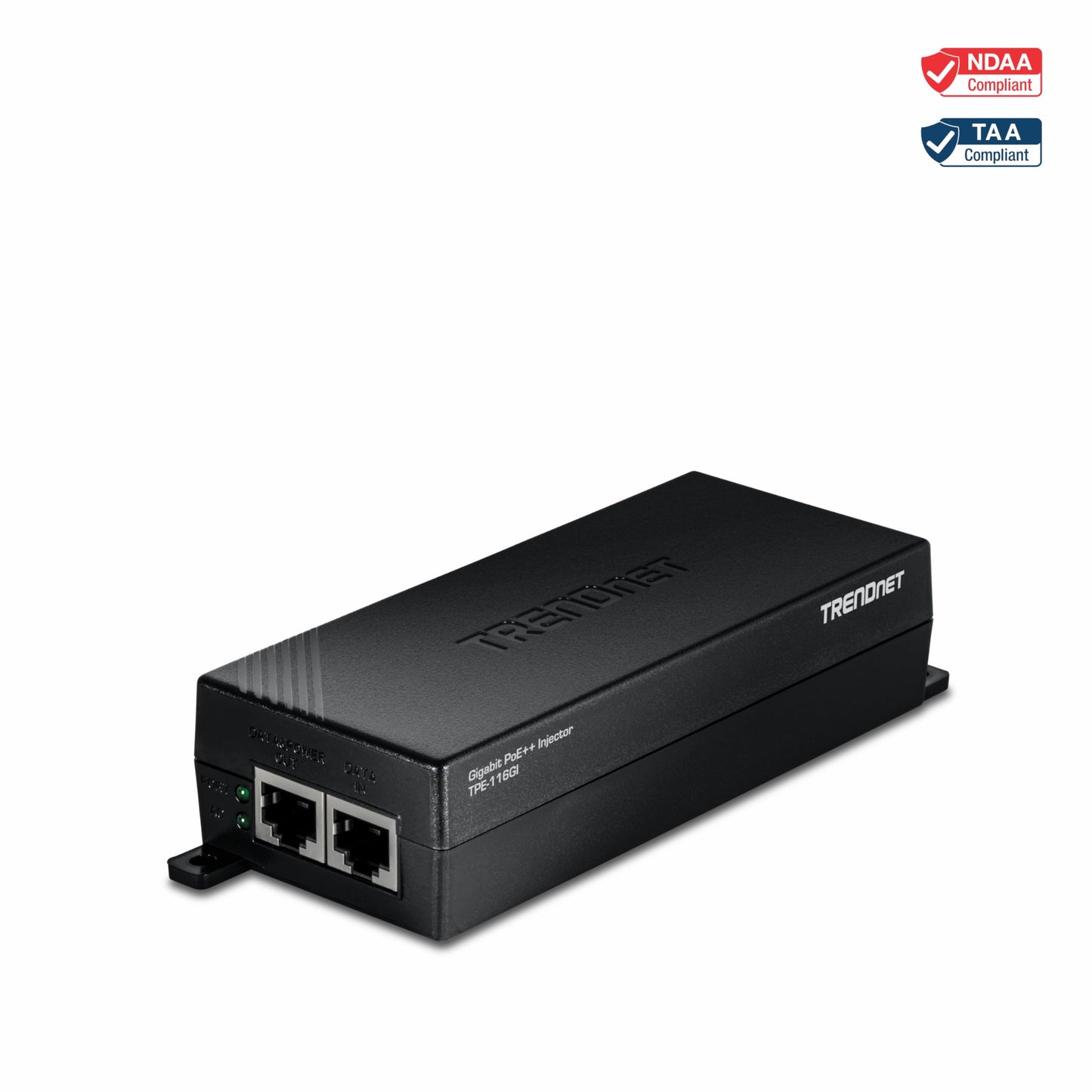 TRENDnet Gigabit PoE++ Injector, TPE-116GI, Supplies PoE (15.4W), PoE+ (30W), or PoE++ (60W), Network A PoE Device Up to 100m(328 ft), NDAA & TAA