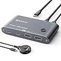 10Gbps USB C Switch 2 Laptops 2 in 4 Out USB 3.2 Switcher 2 Computers Share Keyboard Mouse, Printer, Camera, Headphone, 10Gbps Data Power Cable &
