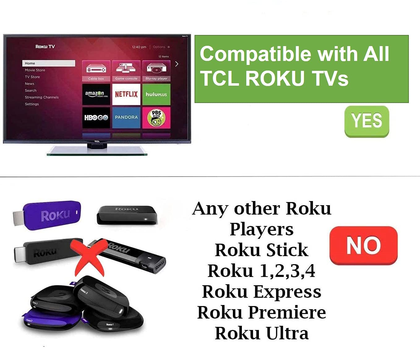 Remote Compatible with All TCL Roku TV Remote, Universal Remote Compatible with TCL Roku Smart 4K HD LED TV - with 8 Shortcut Buttons