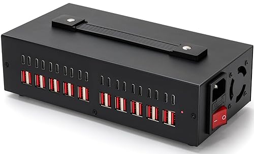 300W USB~c Charging Station, 40 Port (20 USB A & 20 USB~C Port) USB Charger Block, Fast Charging Station for Multiple Devices, Desktop Charger