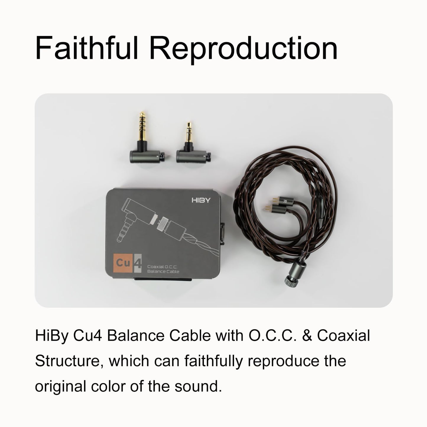 HiBy Cu4 Balance Earphone Cable Coaxial O.C.C. Litz Type4 2-in-1 Wire 4Pin-Lock Plugs 3.5mm+4.4mm Jack