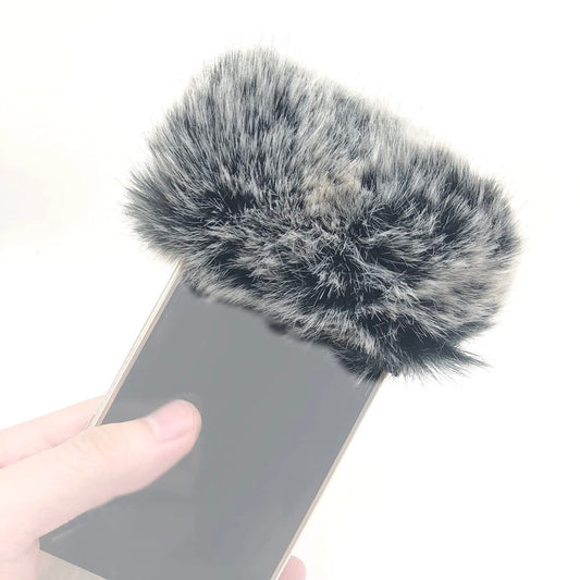QHRICE Outdoor Artificial pop Filter Fur Wind for Phone 11 13 14 Pro Mix mic Sound Mic Cover Muff Windscreen for Phone 7 8 X Mic Windshield Cover