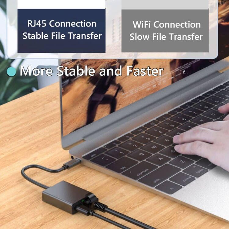 Snlrntin USB C to RJ45 Network Adapter for Google TV, Chromecast, Laptop, Black
