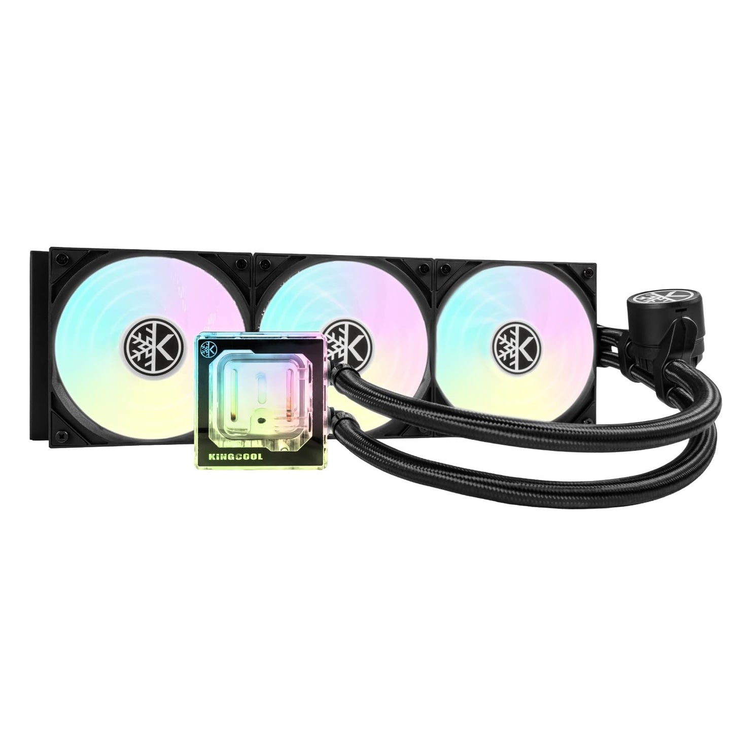 KINGCOOL Pure Flow 360mm AIO CPU Liquid Cooler, Enhanced 4500RPM Pump, Transparent Water Block, 3x120mm ARGB PWM Fans, Aluminum Radiator, Compatible