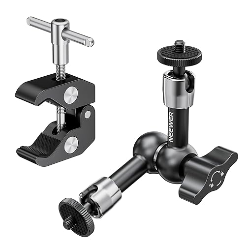 NEEWER 6"/15cm Adjustable Magic Arm with Super Clamp, 1/4" & 3/8" Threads, 1/4" Screws for Flash/LED Light/Microphone/Monitor, Compatible