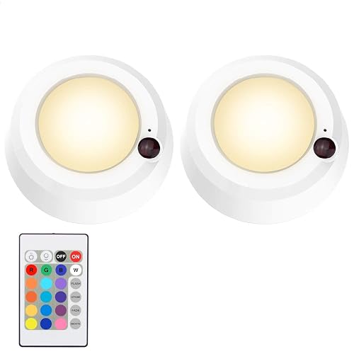 LUXSWAY Wireless Battery Ceiling Lights, Remote Shower Lights Color Changing, 300 Lumens Dimmable Wireless Ceiling Lights for Bedroom Shower Closet