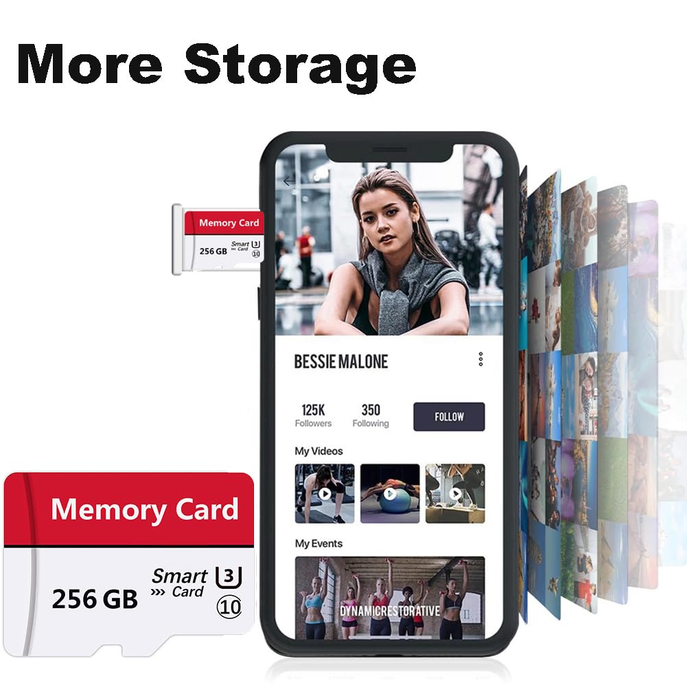 Memory Card 256GB Mini TF Card Ultra High Speed Smart Card for Android Phones,Action Camera,Tablets Expanded Storage