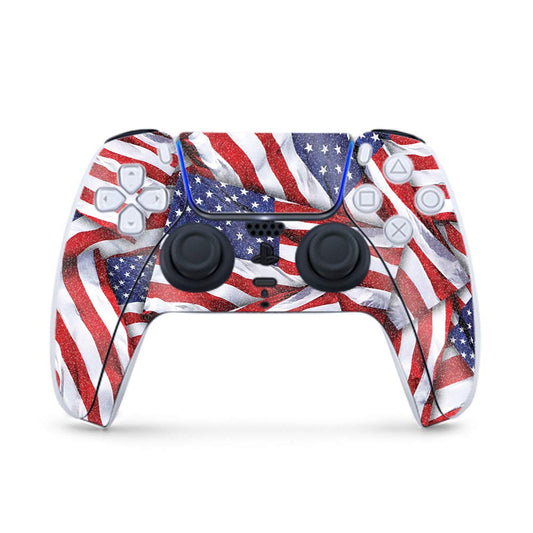 MightySkins Glossy Glitter Gaming Skin for PS5 / PlayStation 5 Controller - Patriot | Durable High-Gloss Glitter Finish | Easy to Apply and Change