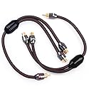 LEIGESAUDIO 1ft 1 Male to 2 Female RCA Y Adapter Splitter Connector (2 Pack) (1 Male to 2 Female)