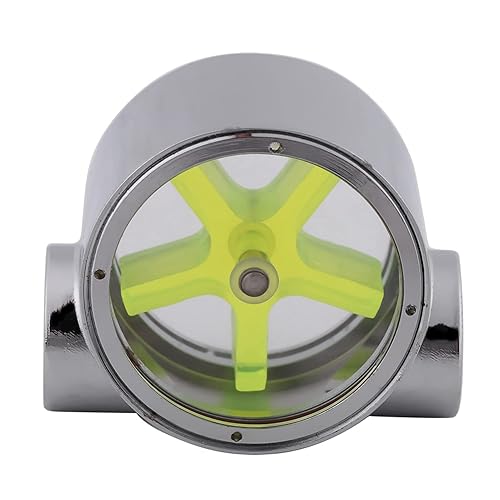 G1/4" Meter Indicator, Female to Female Thread Tungsten Alloy Water Indicator, with Green Impeller, for Computer Water Cooling System
