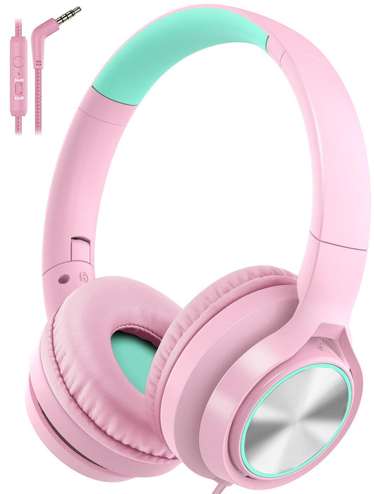Voopwink Kids Headphones with Microphone, Wired Over Ear Headsets with Limited Volume 85dB/ 94dB for Boys Girls Teens Children Online…