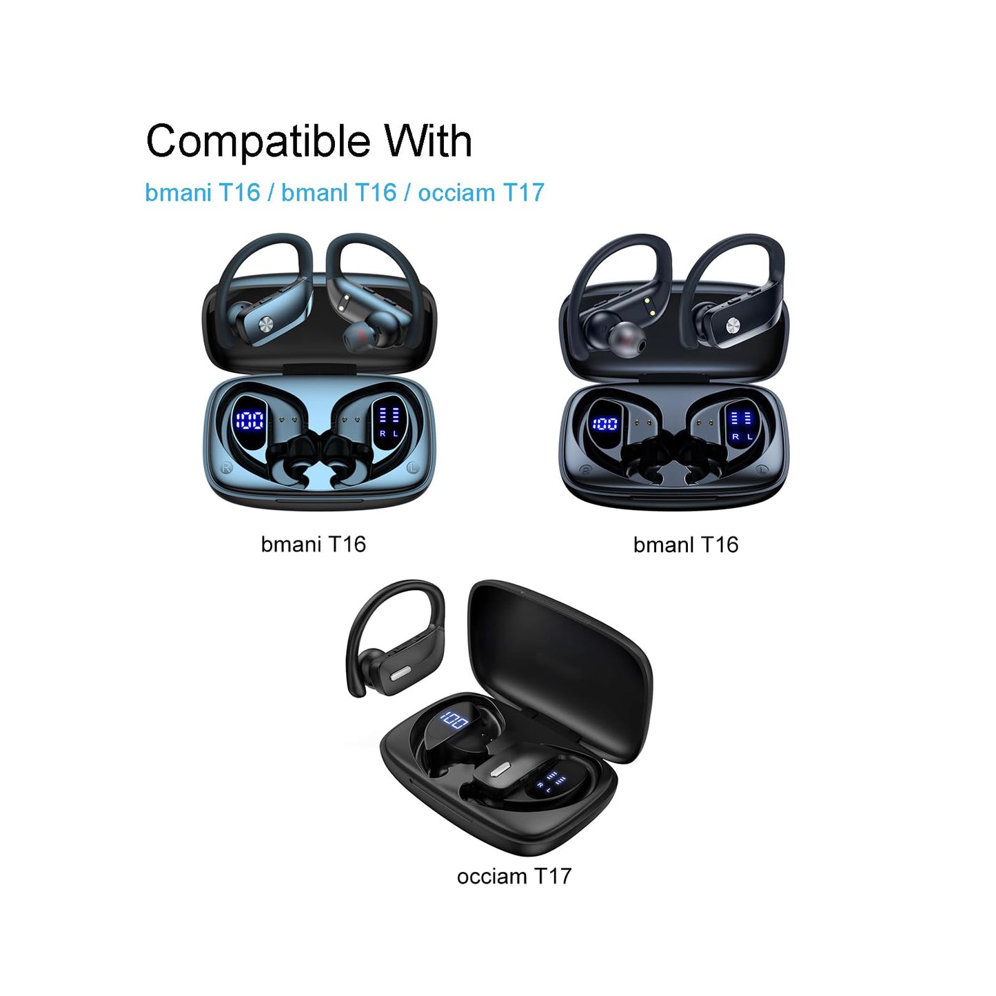 Replacement Ear Tips for bmani T16 / bmanl T16 / occiam T17 Wireless Earbuds, Silicone Earbuds Tips, 9 Pairs (S/M/L)