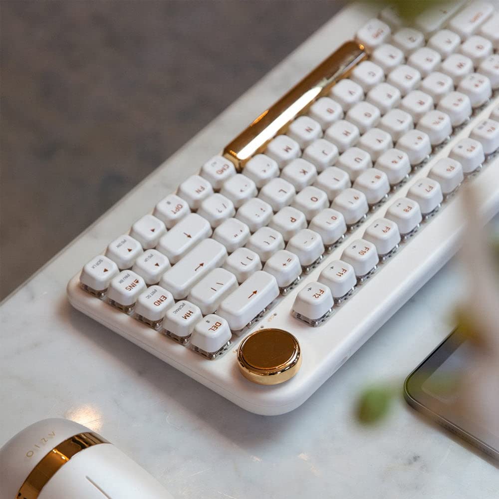Azio IZO Wireless BT5/USB PC & Mac Mechanical Keyboard, White Blossom