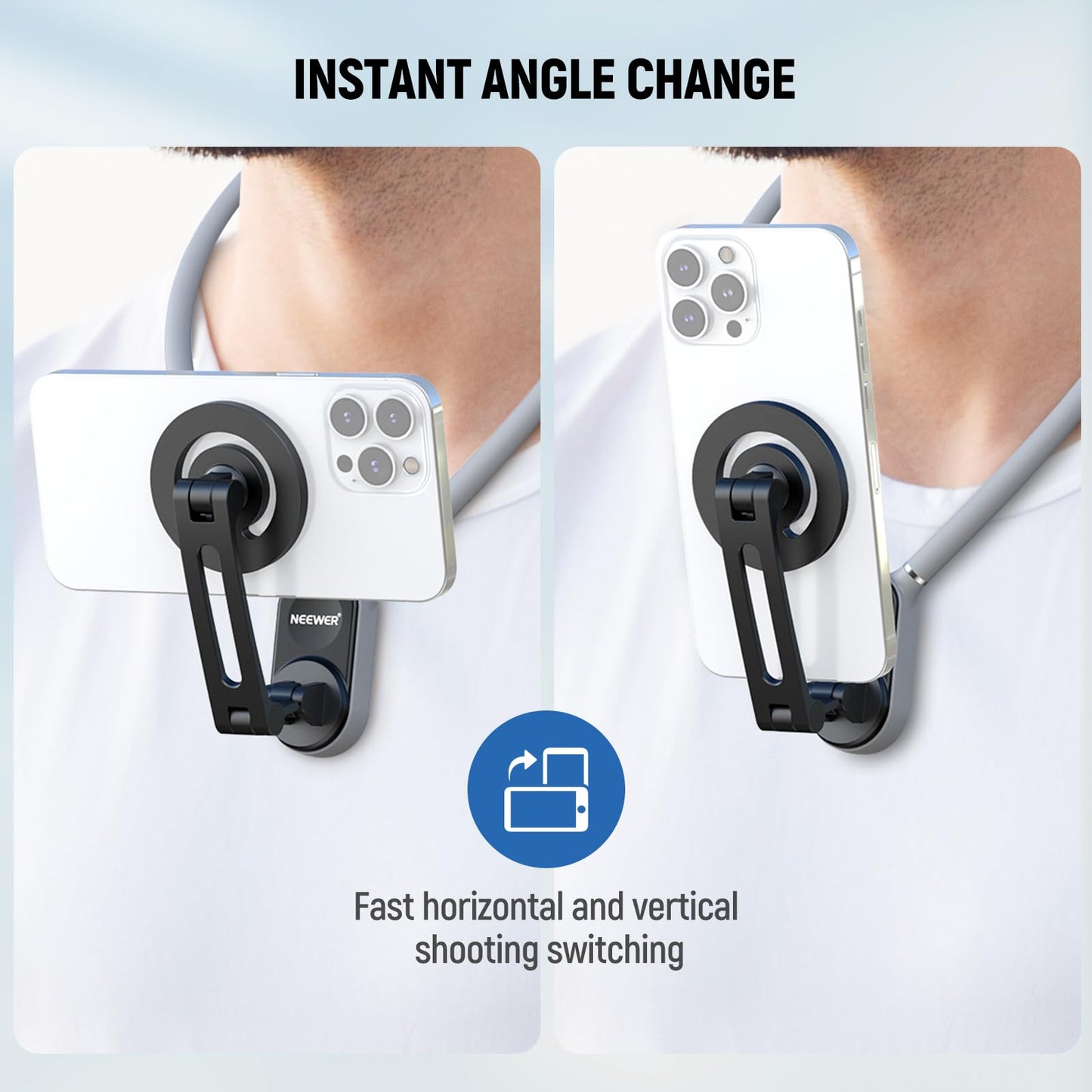 Neewer Magnetic Neck Holder for Action Camera Phone Hands Free Neck Tripod Chest Mount Compatible with GoPro DJI Insta360 iPhone15 Android Neck Phone