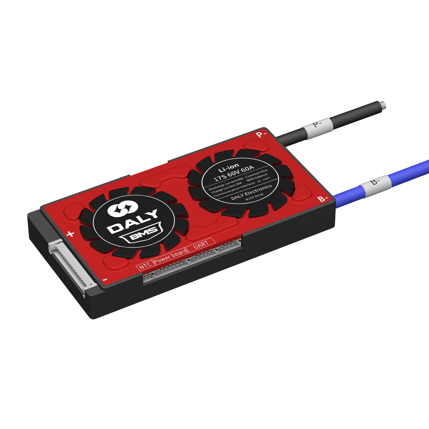 DALY Smart BMS Li-ion 17S 60V 60A with Visible Data Monitoring App Bluetooth Module, UART Communication for Rated 3.7V Lithium Battery Pack Management