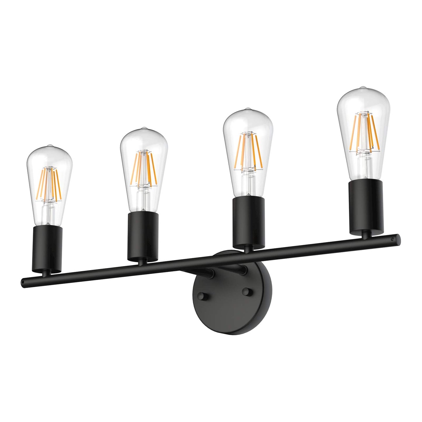 Ralbay Bathroom Vanity Light Fixtures-4 Light Industrial Matte Black Wall Sconce, Vintage Edison Wall Lamp Lighting Fixture for Bathroom