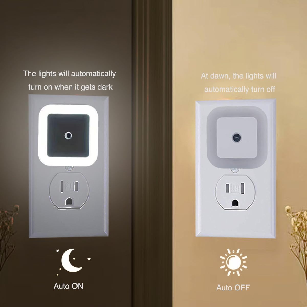 JININQ Night Light 0.5W Plug in Night Light Smart Sensor Dusk to Dawn Sensor LED Lamp?Bright Nightlight Auto-On/Off
