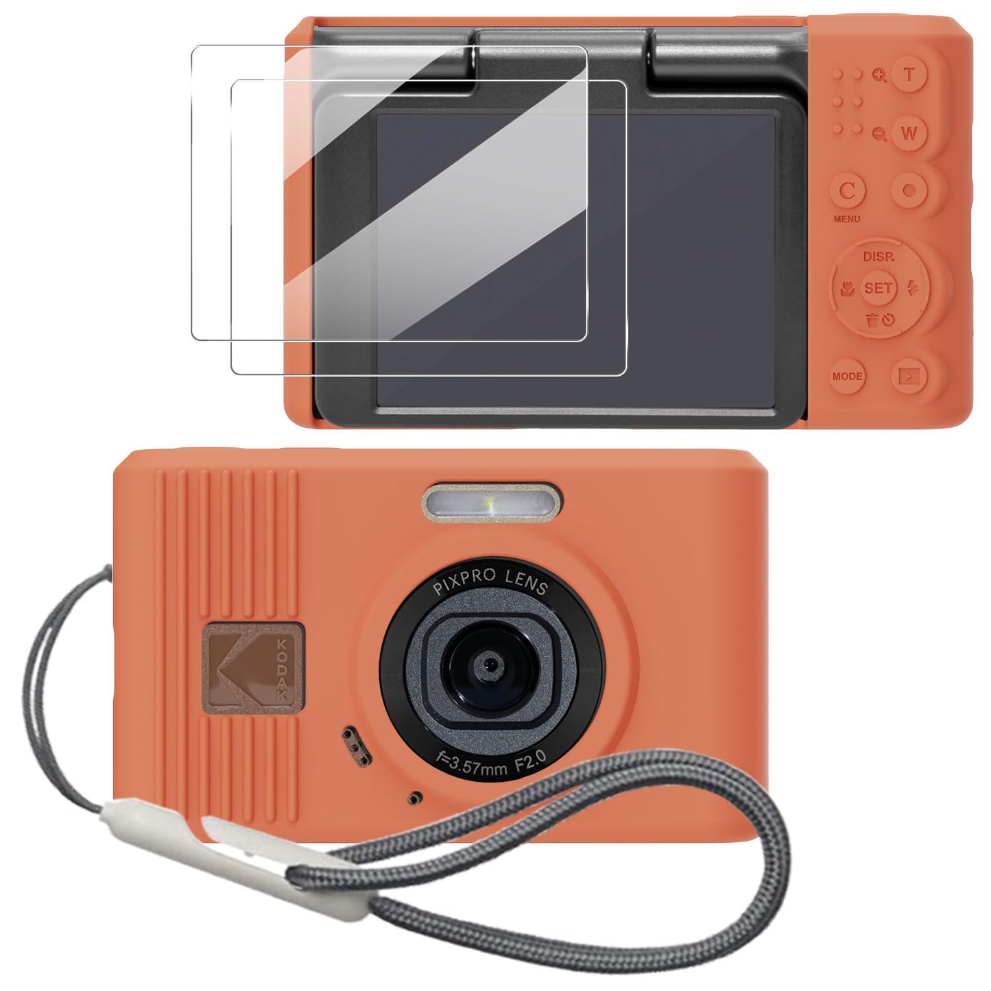 Tedubax Silicone Case for Kodak pixpro C1 Digital Camera with 2PCS Screen Protector and Lanyard- Khaki