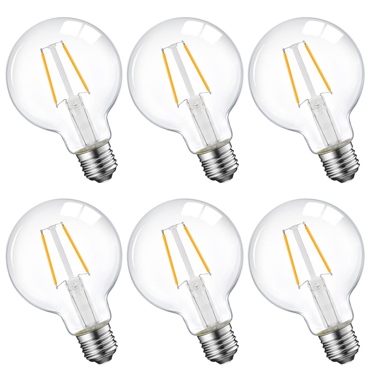Dimmable LED Edison Light Bulb, G25 (G80) Globe Bulb, 60W Equivalent, 4000K Cool White, Christmas Light, E26 Standard Base, ETL Listed, 6-Pack