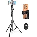 Liphisy 64” Tripod for Cell Phone & Camera, Phone Tripod with Remote and Phone Holder, Sturdy & Stable Height Adjustable Multi-Angle Shot Selfie Stick