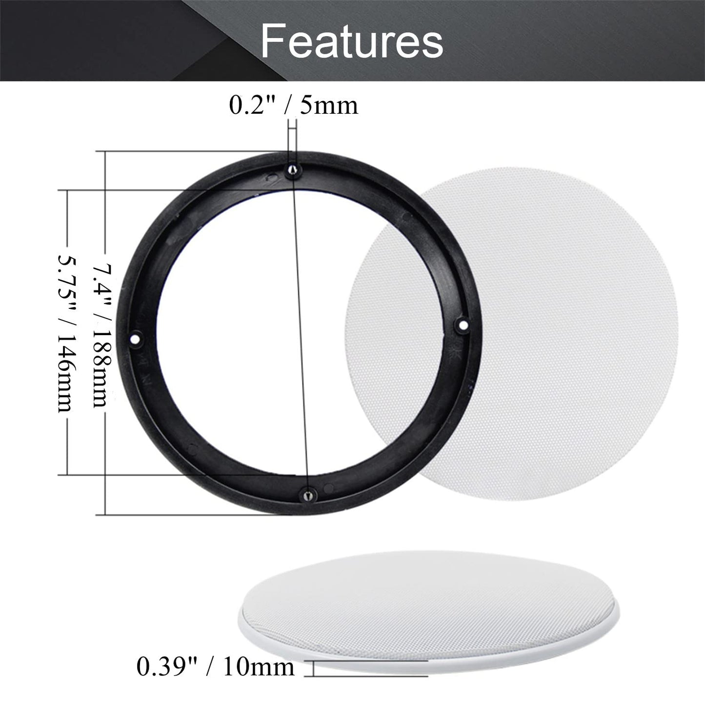 Fielect 4Pcs 6.5" Speaker Grill Cover White SubWoofer Grill Cover Decorative Circle Woofer Guard Protector Audio Accessories with 16 Screws