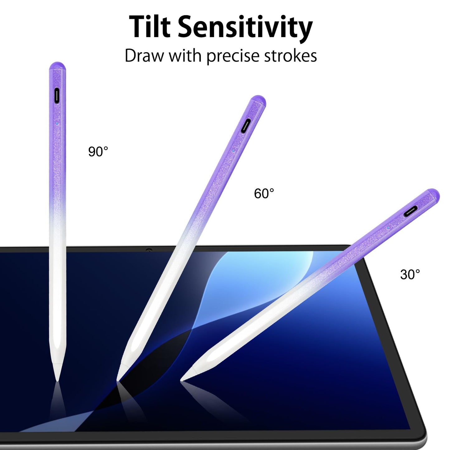 Stylus Pen for ipad, Active Pencil with Quick Charge, Palm Rejection Tilt Sensor, Magnetic Pen Compatible with 2018-2022 iPad Pro