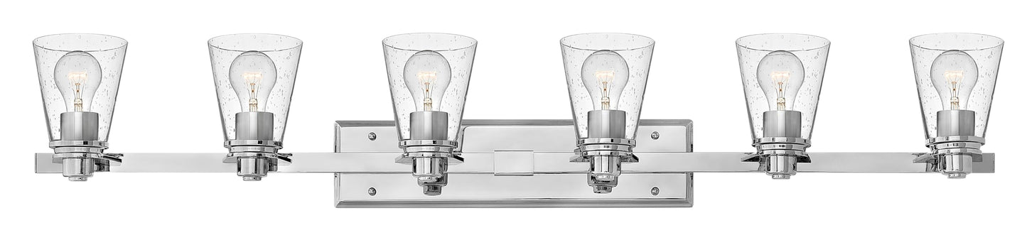 Hinkley Avon Collection Contemporary Modern Six Light Bathroom Vanity Fixture, Chrome with Clear Glass