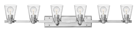 Hinkley Avon Collection Contemporary Modern Six Light Bathroom Vanity Fixture, Chrome with Clear Glass