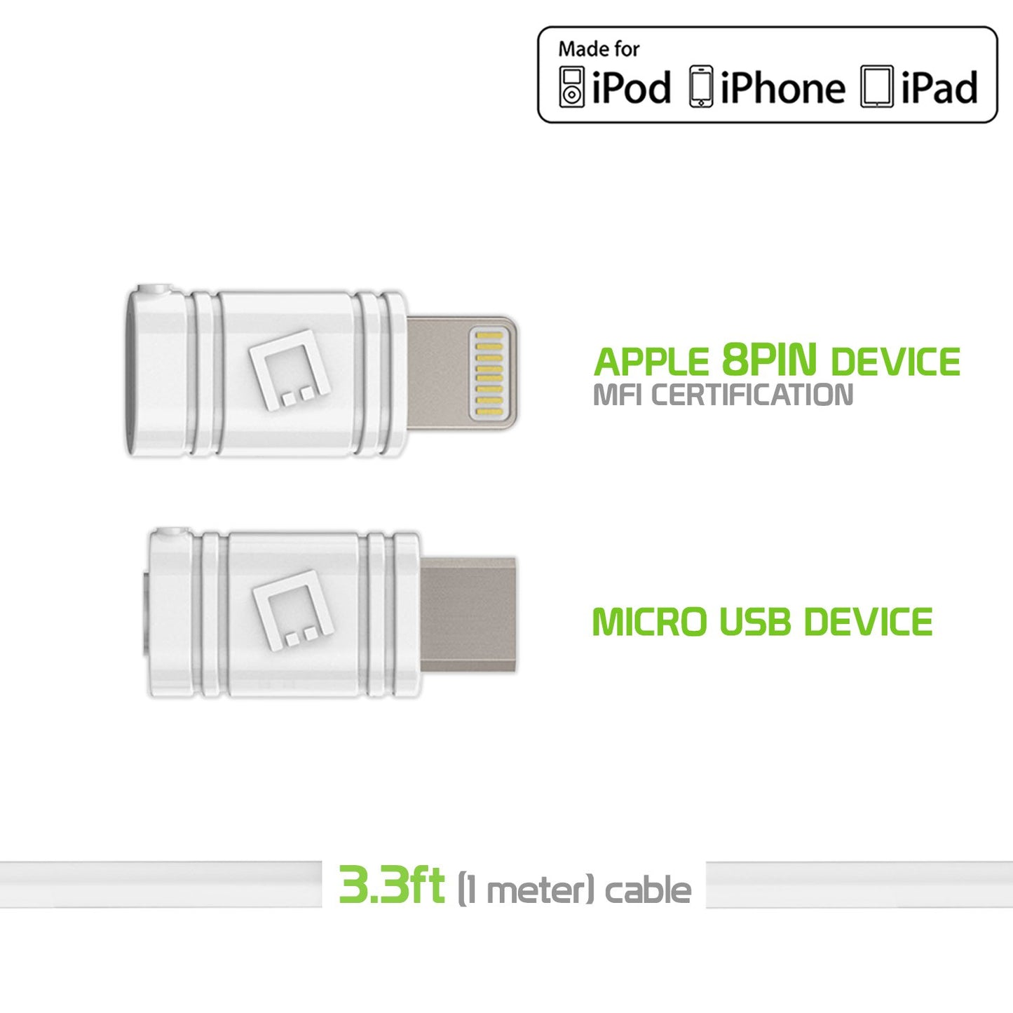 Cellet iPhone Charger Cable, iPhone Charging Cord with Micro-USB Connector Combo Compatible to iPhone 13 Pro Max Mini 12 Pro Max Mini 11 iPad Pro…