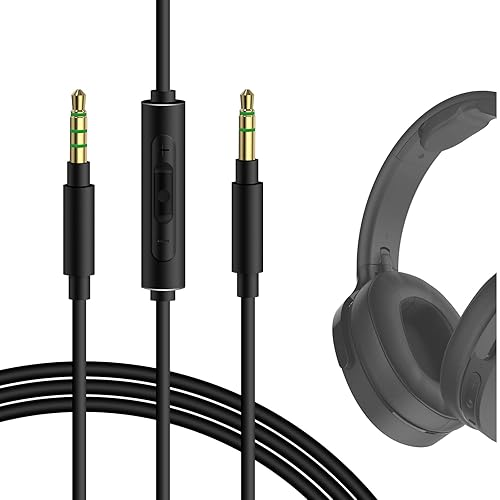 GEEKRIA Audio Cable with Mic Compatible with Skullcandy Hesh Evo/3/2, Venue, Riff 2 Headphones Cable, 1/8" (3.5mm) to 3.5mm Replacement Stereo Cord…
