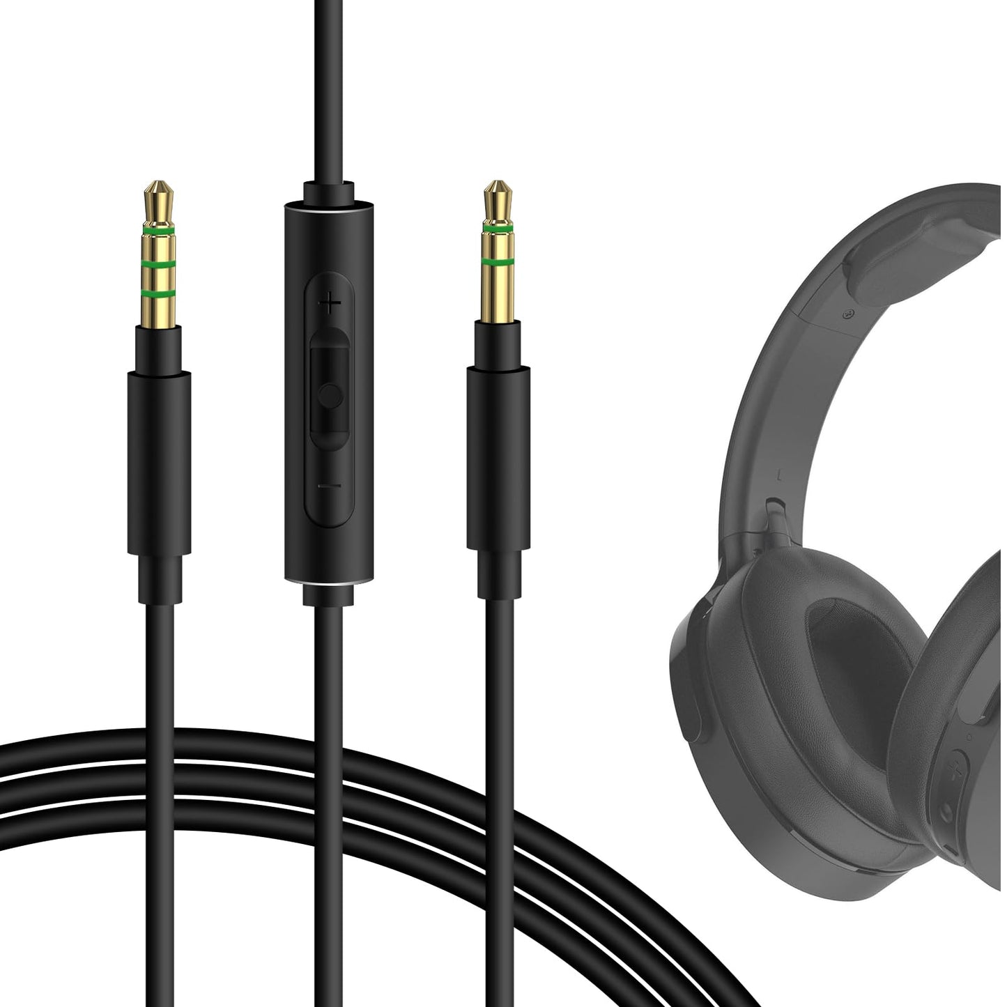 GEEKRIA Audio Cable with Mic Compatible with Skullcandy Hesh Evo/3/2, Venue, Riff 2 Headphones Cable, 1/8" (3.5mm) to 3.5mm Replacement Stereo Cord…