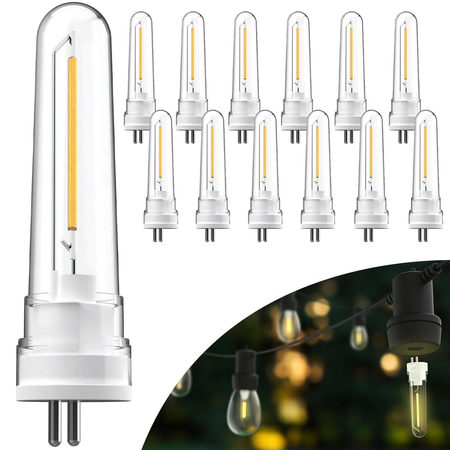 Sunco 12 Pack S14 LED String Light Bulbs, 1W=4W, 2700K Soft White
