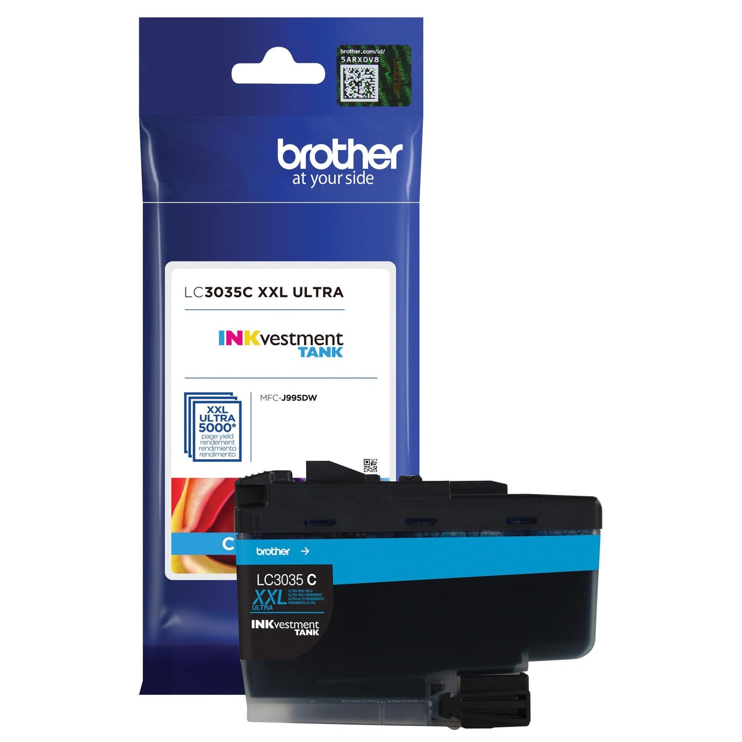 Brother Genuine LC3035C, Single Pack Ultra High-Yield Cyan INKvestment Tank Ink Cartridge, Page Yield Up to 5,000 Pages, LC3035, Amazon Dash