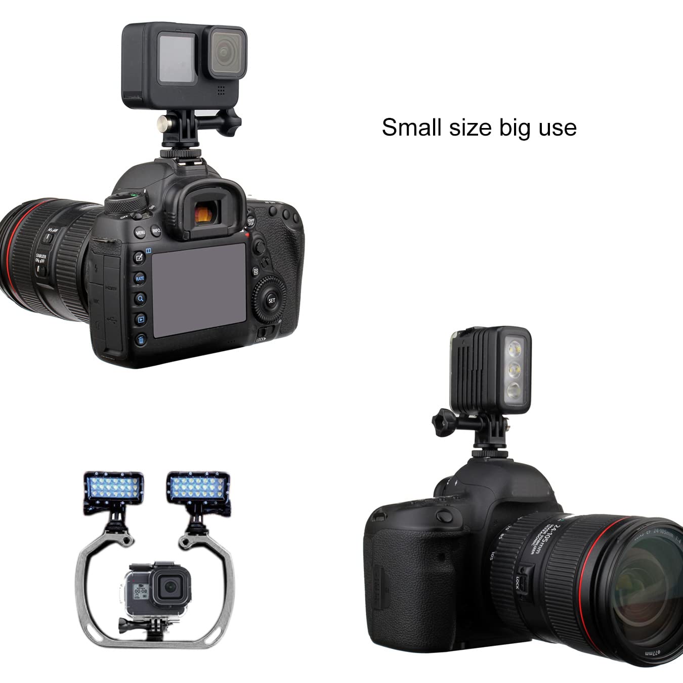 GEPULY 4 Pack Cold Shoe Mount Adapters,1/4" Thread Hole Cold Shoe Bracket,for GoPro Hero 13 12 11 10 9 8 7 6 5 4, Action Cameras DSLR Camera Cage