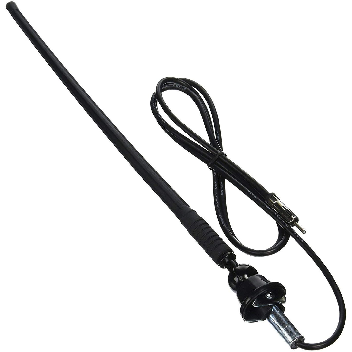 Jensen 1181067 Top Mount AM/FM Rubber Radio Antenna; 90 Degree Adjustable Angle; 10" Rubber Mast with 60" Cable