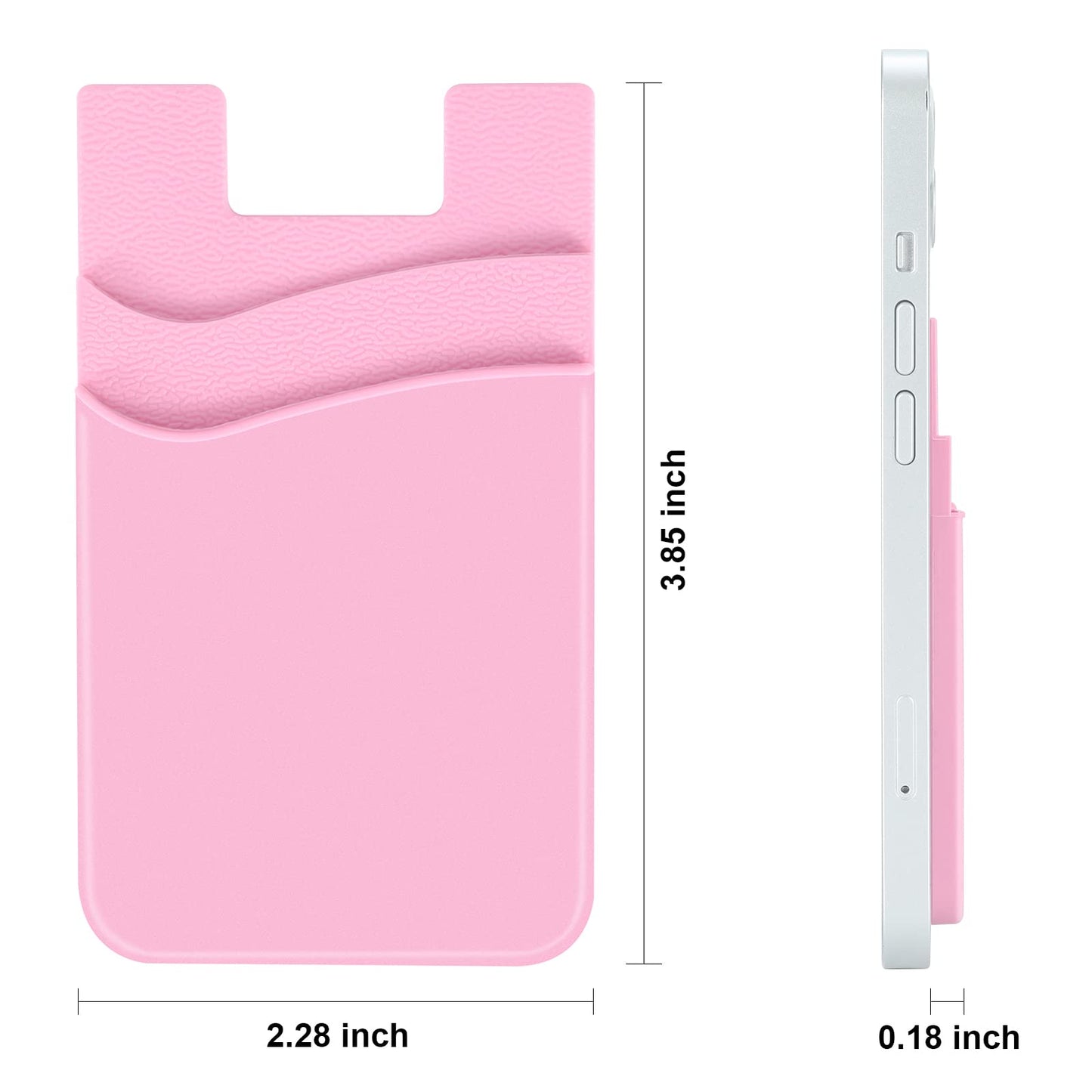 Zemexy 2Pack Phone Wallet,Silicone Credit Card Holder Stick on Double Pocket for Back of Cell Phone case-Sky Blue,Pink