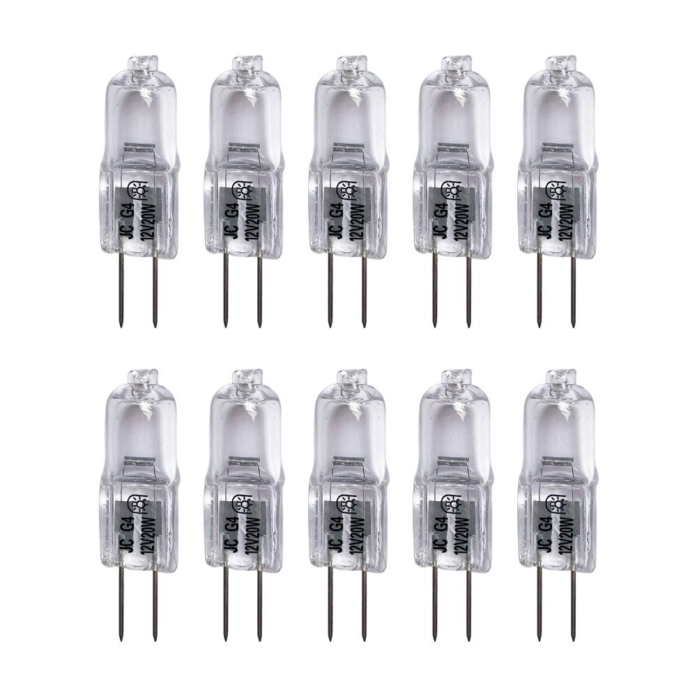Vstar G4 12V 20W Bulb T3 JC Type Bi-Pin Base G4 Chandeliers,Clear,10 Packs