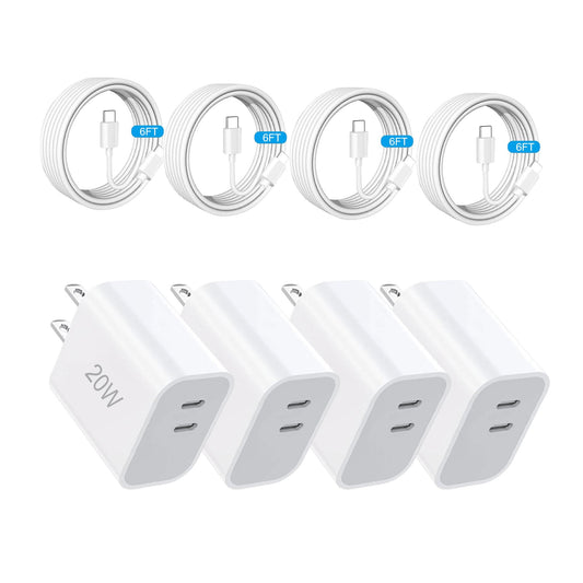 ZOVARIN USB C Charger Block Fast Charging,Charger Adapter,4 Pack Type C Wall Charger with 6FT Fast Charging Cable for iPhone 17/17 Plus/17 Pro