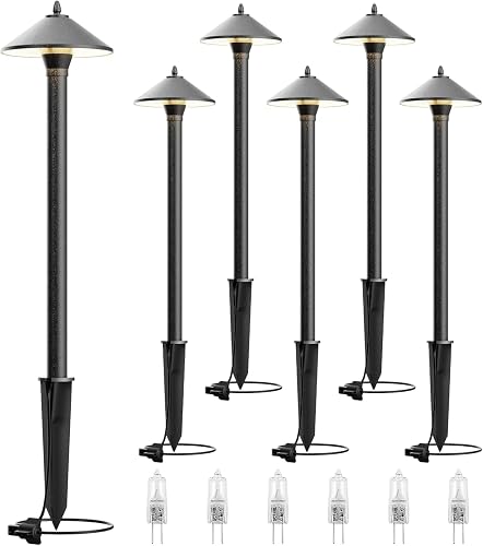VENUS MANUFACTURING Low Voltage Pathway Lights Outdoor Landscape Lighting 10W 25 Lumen 2700K Die-cast Aluminum Housing 12V Garden Halogen Path Lights