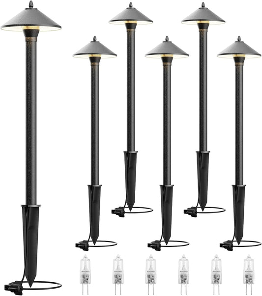 VENUS MANUFACTURING Low Voltage Pathway Lights Outdoor Landscape Lighting 10W 25 Lumen 2700K Die-cast Aluminum Housing 12V Garden Halogen Path Lights