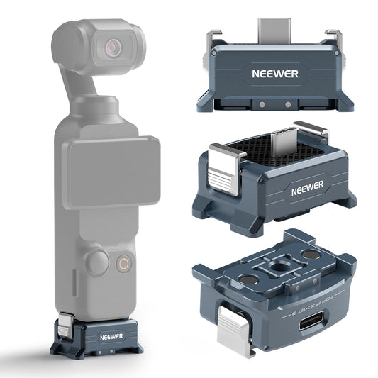 NEEWER Charging Adapter Base Compatible with DJI Osmo Pocket 3 Gimbal, Type C Charging with 1/4" Thread Arca Type Dovetail, Magnetic Folding Fingers