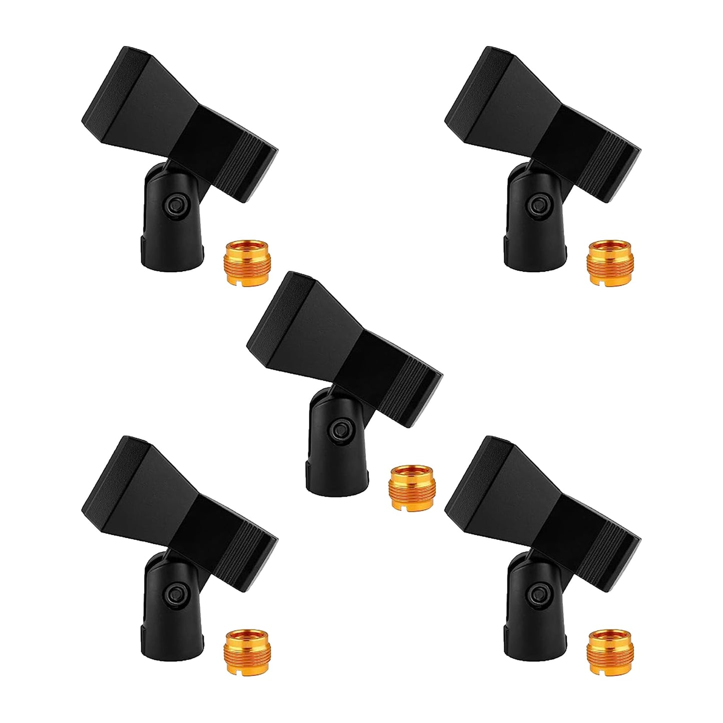5 Core Microphone Mic Clip Holder for Mic Stand 5Pcs Universal Adjustable with 5/8" Male to 3/8" Female Screw Adapter Suitabl - MC 04 5PCS