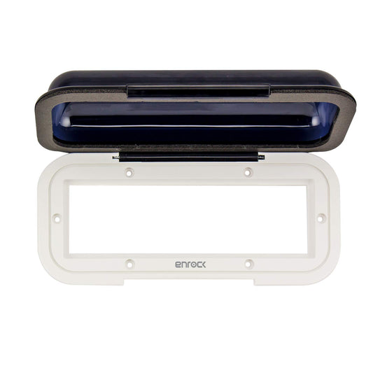 Enrock Marine Universal In Dash Water Resistant Waterproof Tinted Radio Shield Receiver Cover (White Base)