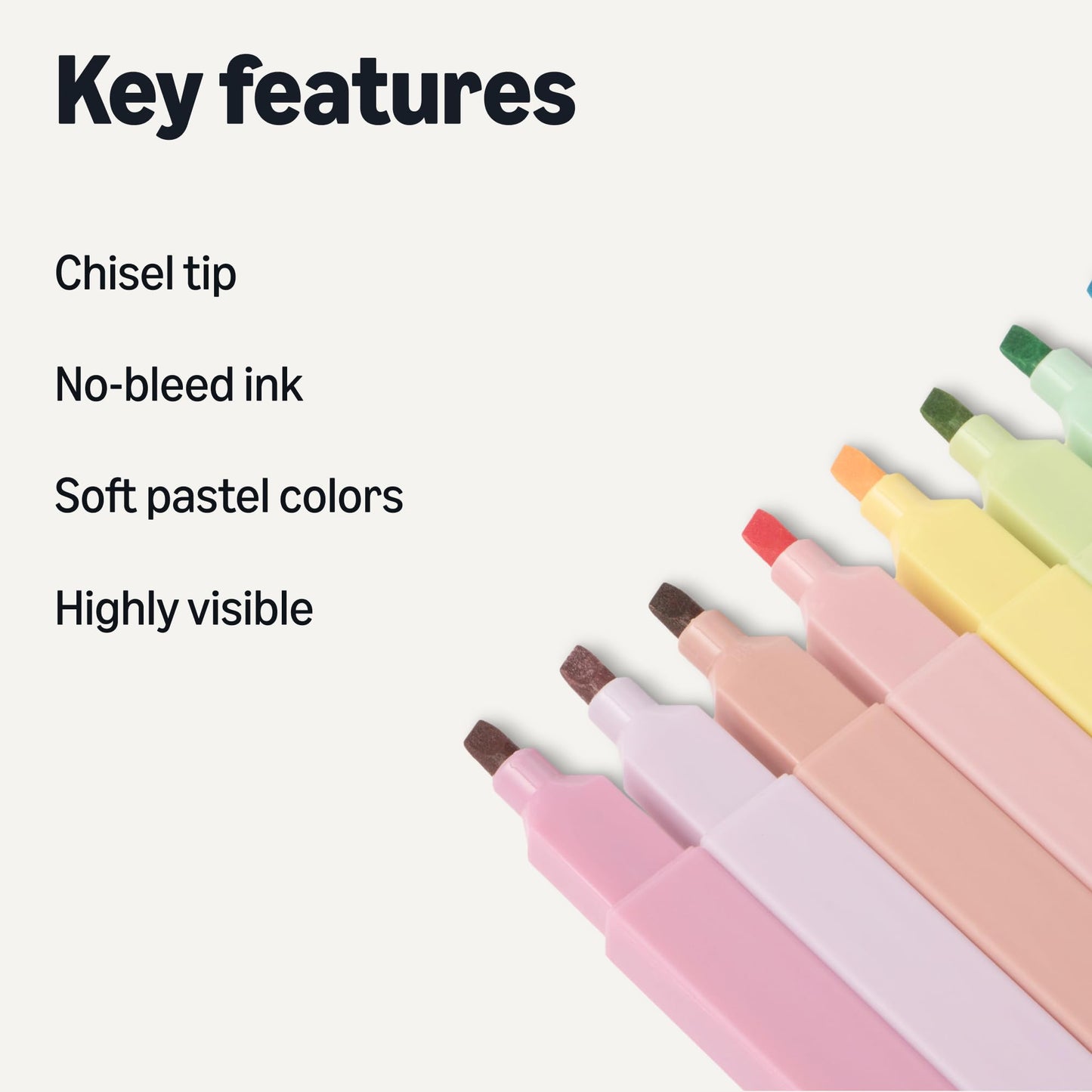 Amazon Basics Pastel Bible Highlighters Set, No Bleed, Chisel Tip, Soft Pastel Colors, 10 Count