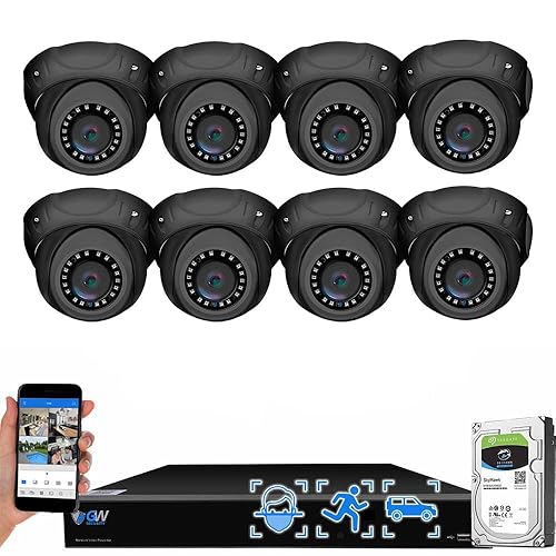 GW Security 16 Channel 12MP NVR 4K H.265+ Face Recognition Surveillance Security Camera System with 8 UltraHD 4K 8MP IP PoE Microphone Dome Security