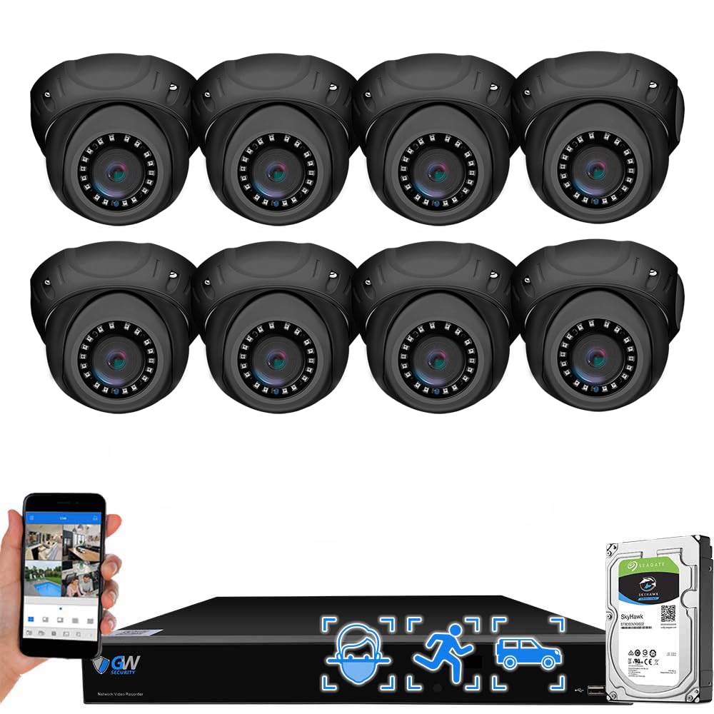GW Security 16 Channel 12MP NVR 4K H.265+ Face Recognition Surveillance Security Camera System with 8 UltraHD 4K 8MP IP PoE Microphone Dome Security