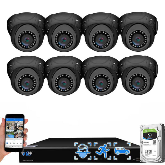 GW Security 16 Channel 12MP NVR 4K H.265+ Face Recognition Surveillance Security Camera System with 8 UltraHD 4K 8MP IP PoE Microphone Dome Security