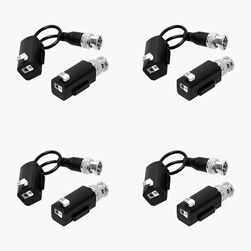 4 Pairs of eSecure HD-EV01P-03 HD Passive Video Balun Network Transceiver, HDTVI HDCVI AHD CVBS 3MP 4MP 5MP 4K Camera DVR CCTV System, BNC to UTP CAT