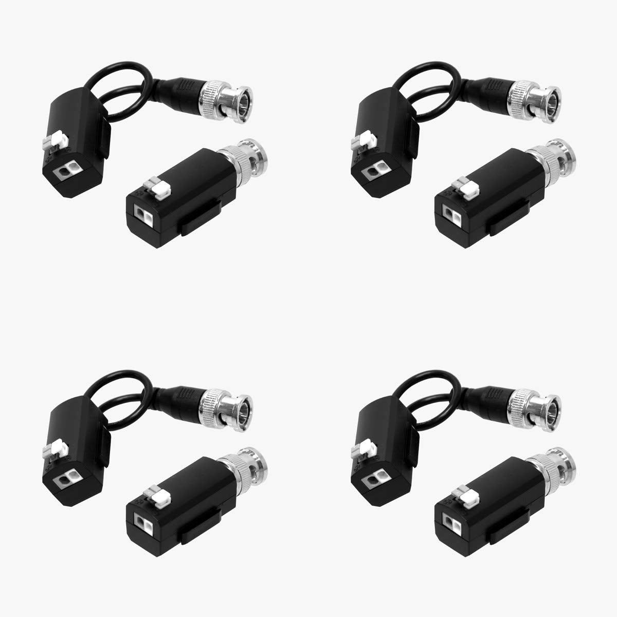 4 Pairs of eSecure HD-EV01P-03 HD Passive Video Balun Network Transceiver, HDTVI HDCVI AHD CVBS 3MP 4MP 5MP 4K Camera DVR CCTV System, BNC to UTP CAT
